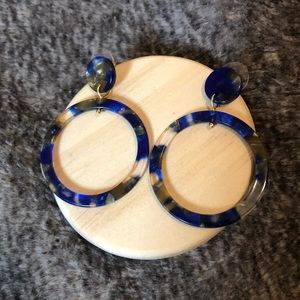 Blue Resin Hoop Earrings
